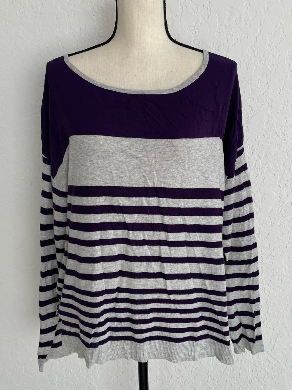 Apt 9 Kohls sweater jumper lightweight striped preppy casual rayon XL NWT